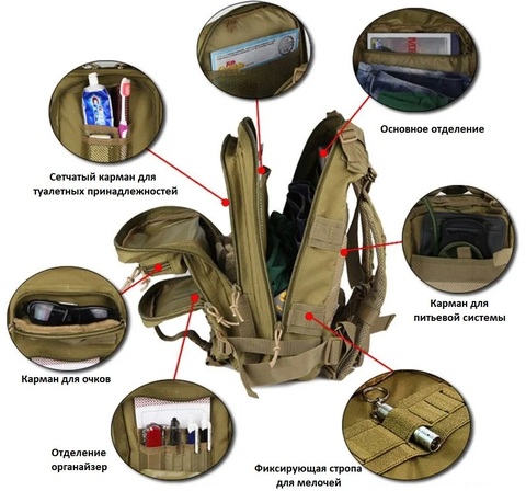 Картинка рюкзак тактический Skully Tactic RWZS29 army green - 14