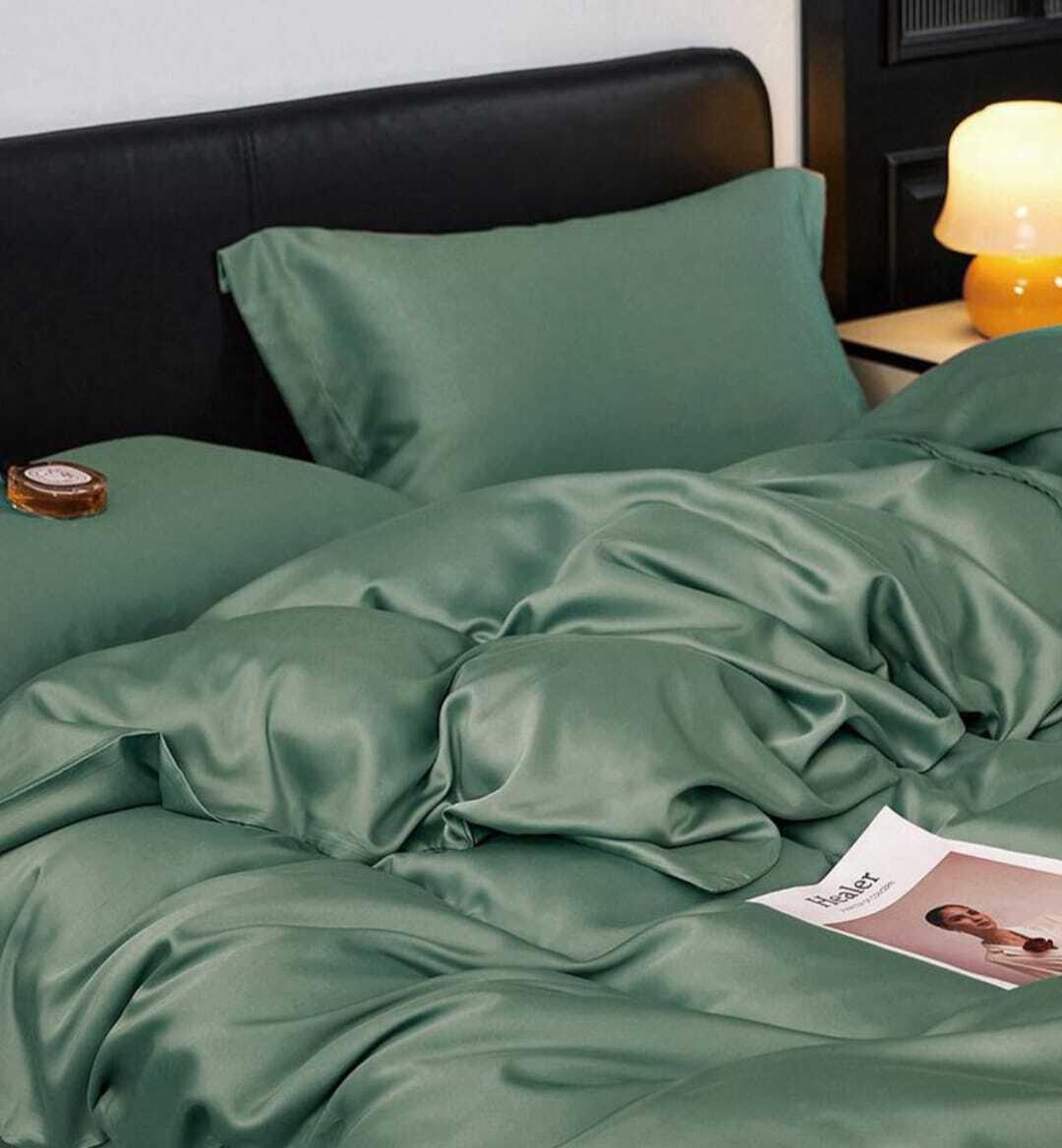 Комплект двуспалка однотонный Тенсель Темно - зеленый