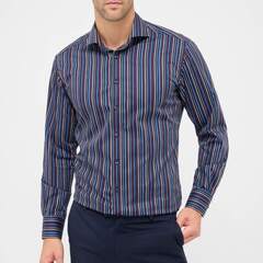 Сорочка мужская Eterna Modern Fit 1052-X17V-19 тёмно-синяя в цветную полоску
