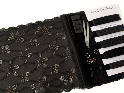 Набор кружевной черный/золото