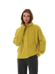 Салатовый кардиган в рубчик на пуговицах