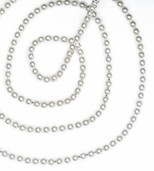 Цепь жемчуг, ш. 3 мм, белый в серебряной оправе
