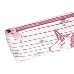 Пенал - косметичка Alingar, ткань, молния, 90 х 200 мм, "Единорог на полосках", кремовый (единорожка со звездочками)