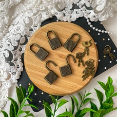 Замок для шкатулок с ключиком декоративный, цвет бронзовый, 5 шт, 3,1*1,7 см.