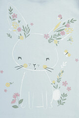 пижама  для девочки  К 1541/пастельно-голубой,весенний сад