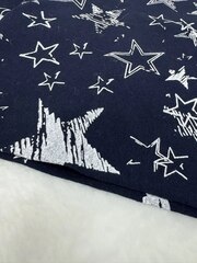 Ткань трикотаж кулирная гладь, Звезды на темно-синем, 180 гр/м, 92% хлопок 8% лайкра, 50*50 см, 2 отреза.