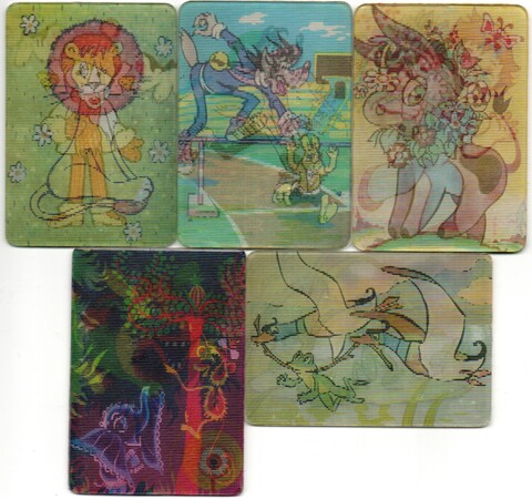 № 72 Набор из 5 переливных (стерео) Календариков . Мультфильмы СССР 1981, 1982, 1983 гг.