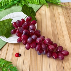 Виноград искусственный натуралистичный, КРУПНАЯ ГРОЗДЬ, длина 24 см., более 55 ягод, цвет БОРДОВО-РОЗОВЫЙ, 1 гроздь.