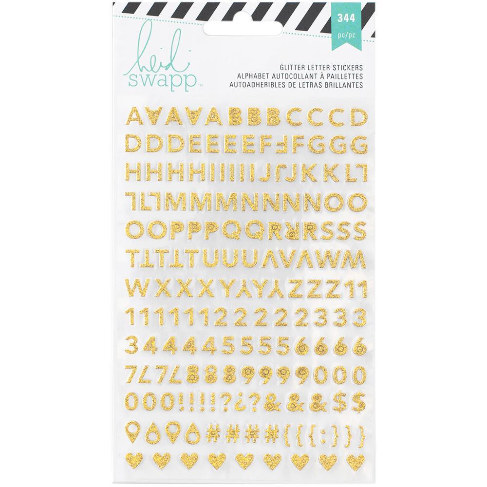 Стикеры на прозрачной основе Heidi Swapp Memory Planner Stickers - Gold & Pink Glitter Alphabet