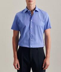 Сорочка мужская Seidensticker Slim Fit 01.666261-11 синяя, короткий рукав