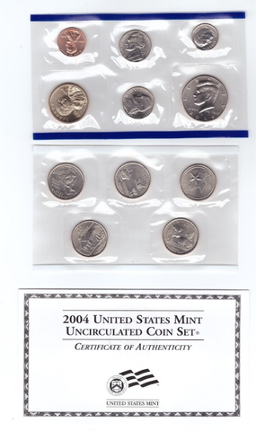 Годовой набор США в родной запайке 2004 год двор P + 5 монет Штаты