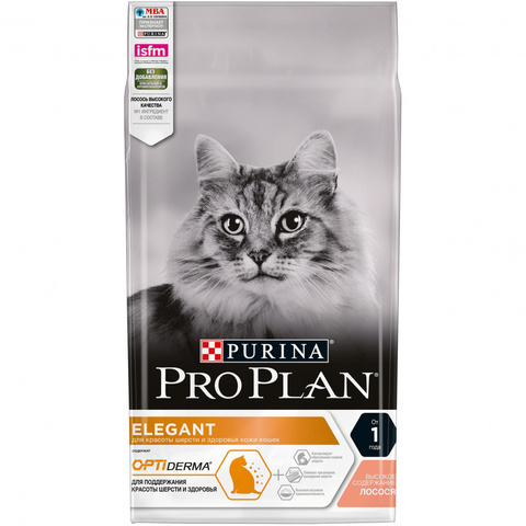 Pro Plan OPTIDERMA Д/шерсти кошки Лосось, сухой (1,5 кг)