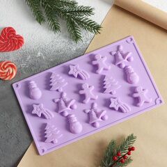 Форма для конфет силиконовая «Ёлочки - иголочки», 30×17,3×1,3 см, 15 ячеек