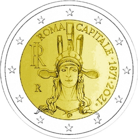2 евро 2021 Италия - 150 лет объявления Рима столицей Италии