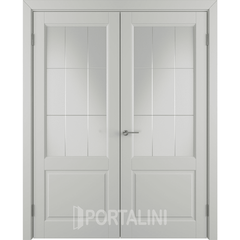 Купить Двустворчатая дверь эмаль VFD Dorren Cotton серая остеклённая