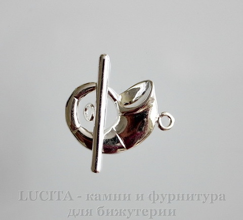 Замок - тоггл из 2х частей "Морская раковина" (цвет - серебро) 27х20 мм , 29 мм