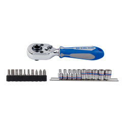 KING TONY (2501MR) Набор вставок (бит) и головок с трещоткой 1/4", TORX, HEX, Phillips, Slotted, 21 предмет