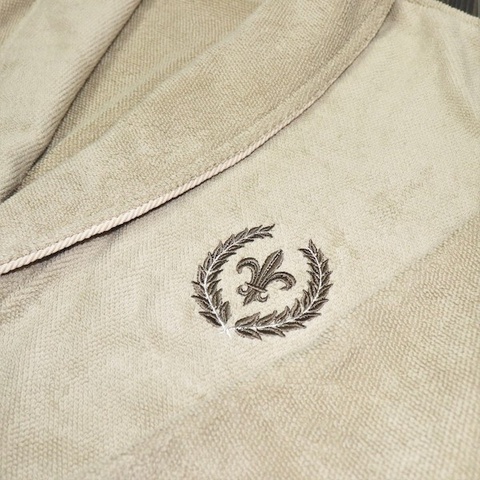 Махровый мужской халат с тапочками  SEYMOUR  СЕЙМУР бежевый Maison Dor Турция