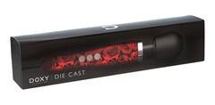 Красно-черный жезловый вибратор Doxy Die Cast с розами - 