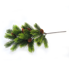 Еловая ветка с шишками искусственная, декор зимний, рождественский, 2 ветки, 47 см.