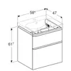 Шкафчик для раковины Geberit Smyle Square, с двумя выдвижными ящиками: B=58.4см, H=61.7см, T=47см, Темно-серый / Матовое покрытие