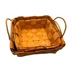 Корзина плетеная с ручкой (секвойя светлая), Квадрат, D=21*21 см, H=8 см, 1 шт.