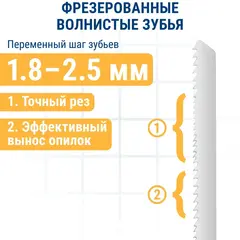 Пилки для лобзика по стали ПРАКТИКА тип T318VBF VARIO зуб 132 х 110, чистый рез, BIM, (2шт (244-377)