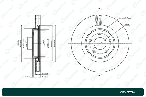 Диск тормозной вентилируемый G-brake  GR-21764