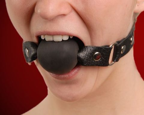 Кляп-шар на чёрных кожаных ремешках - Sitabella BDSM accessories 3091-1