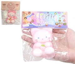 Антистресс Сквиш Котик Розовый с Клубничкой + Мини Лапка + Ворс (отдельно)