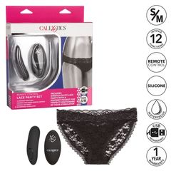 Черные кружевные трусики с вибромассажером Remote Control Panty Set S/M - 