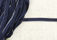 Кант сатиновый со стразами, ш. 1,5 см/кант 5 мм, тёмно-синий