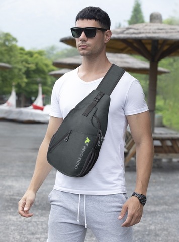 Картинка рюкзак однолямочный Nevo Rhino 8999-1-NW Plaid Grey - 8