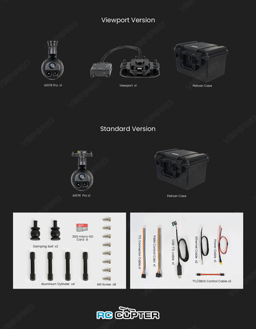 Камера Viewpro A10TR Pro с трехосевым подвесом (10 и 32 кратный зум, тепловизор 640p, дальномер 1,5 км, распознавание и ведение объектов, 1080p) версия viewport