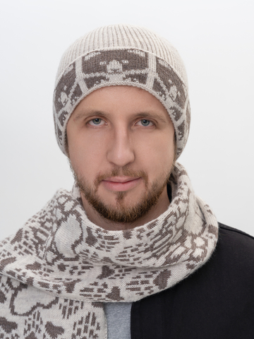 Утеплённая шапка «7 Русских Медведей» с флисовой подкладкой, бежевого цвета