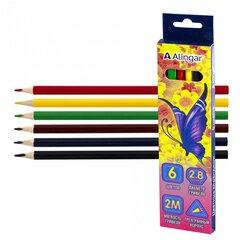 
          Карандаши цветные Alingar 6 цв., "Бабочки" деревянные, трехгранные, заточенные, грифель 2.8 мм, картон. уп., европодвес