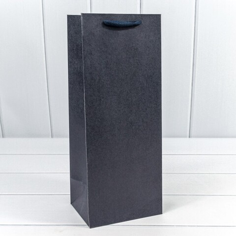 Пакет подарочный под бутылку, Крафт Однотонный, Темно-синий, 14*35*11 см (Д*В*Ш)