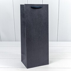 Пакет подарочный под бутылку, Крафт Однотонный, Темно-синий, 14*35*11 см (Д*В*Ш)