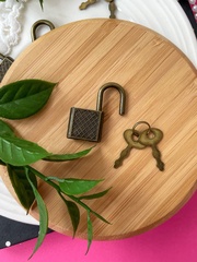 Замок для шкатулок с ключиком декоративный, цвет бронзовый, 5 шт, 3,1*1,7 см.