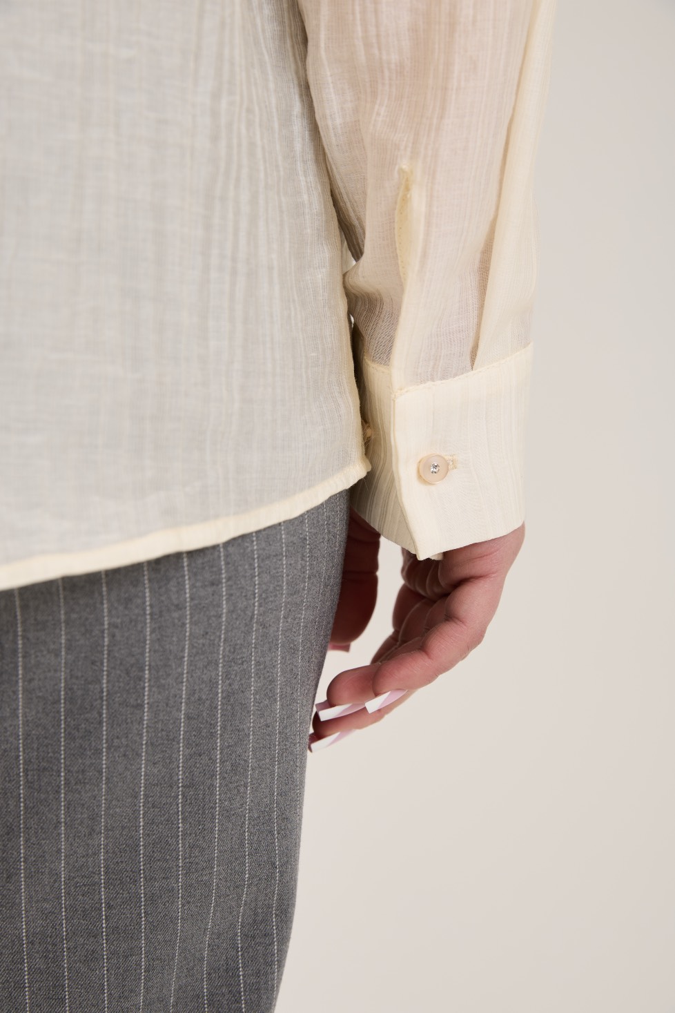 Блузка с отложным воротником, сливочный