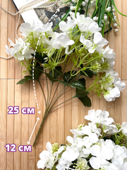 Гортензия искусственная, букет 7 веток - 7 голов, цвет белый, 37 см, набор 2 букета