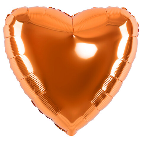 Шар сердце, оранжевый, 45 см