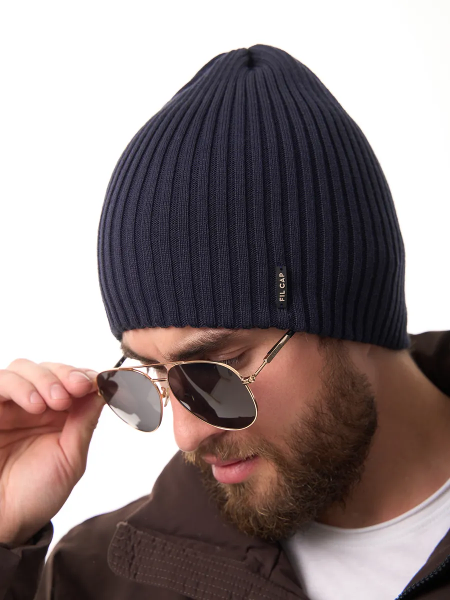 Шапка осенняя бини вязаная зима