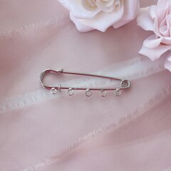 УЦЕНКА!!! Булавка брошь, 5 петелек, 50 мм, серебро, У100