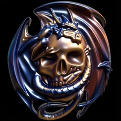 Силиконовый молд Череп с драконом