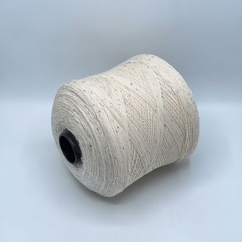 Бобинная пряжа, Linette Pailletes, 450м, 80% Лен, 20% Полиэстер(пайетка), Сливочный+пайетка. 39446