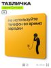 Табличка Не используйте телефон во время зарядки, на дверь и стену, информационная и навигационная, серия CONCEPT, 18х18 см, пластиковая, Айдентика Технолоджи