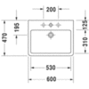 Duravit Vero Раковина  для мебели, без перелива, с 1 отврстием под смес., 600x470мм, Цвет: Белый 454600041