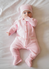 Вязаный комплект одежды из экохлопка 3 предмета (розовый)