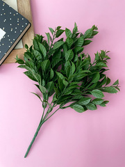 Искусственная зелень декоративная, букет 5 веток, 36 см, цвет Темно-зеленый, набор 1 букет